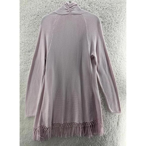 Lilly Pulitzer Size Large Tatum Cardigan Pink Fringe Hem Long Open Sweater - Picture 7 of 7